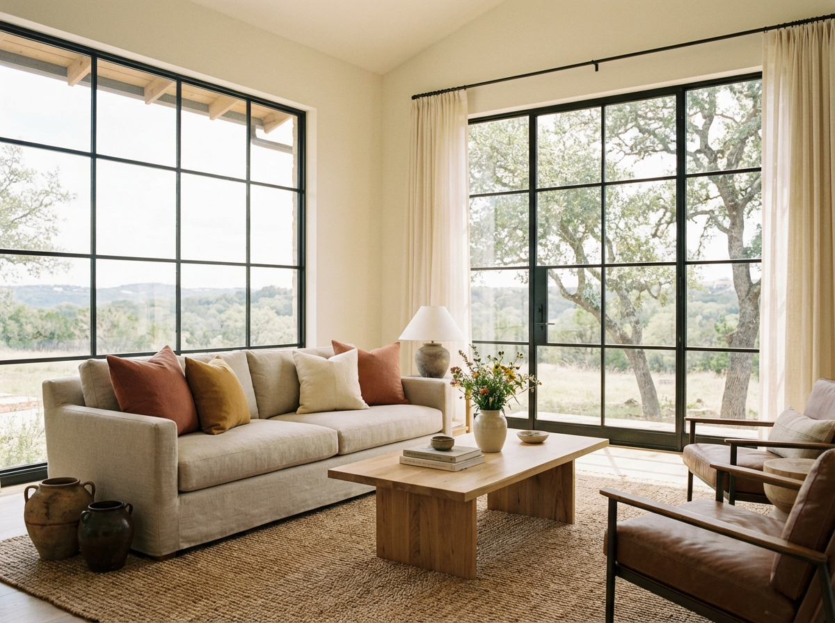 Staged Austin Hill Country living room